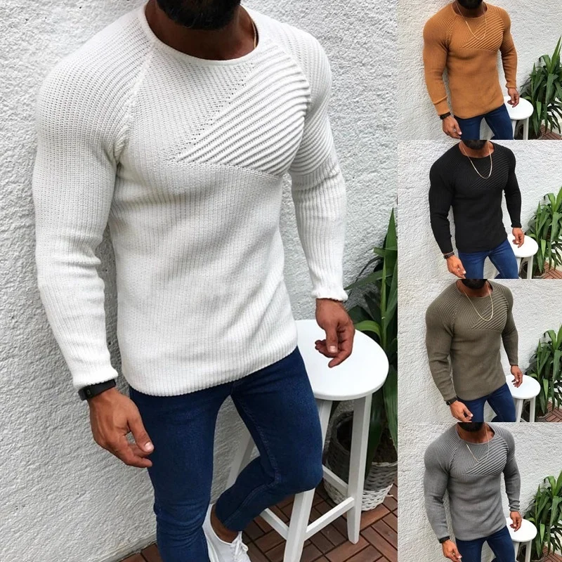 

ZOGAA Autumn Winter Sweater Men Long Sleeve O-Neck Solid Slim Fit Knitted Sweater Men New Casual Pullover Solid Cashmere Sweater