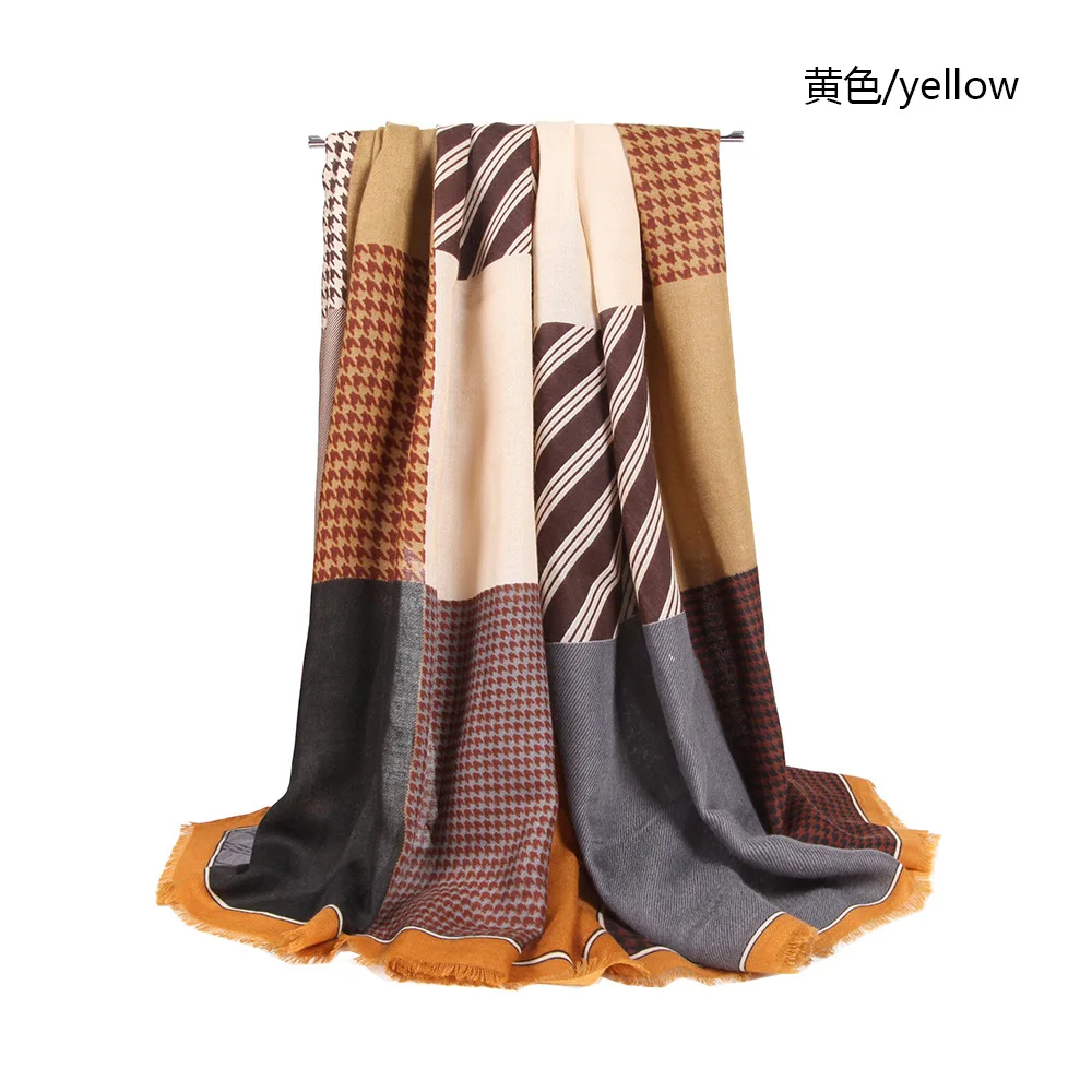 

European and American fashion turban, high quality scarf, new rectangular houndstooth print scarf Explosive trendy ladies scarf