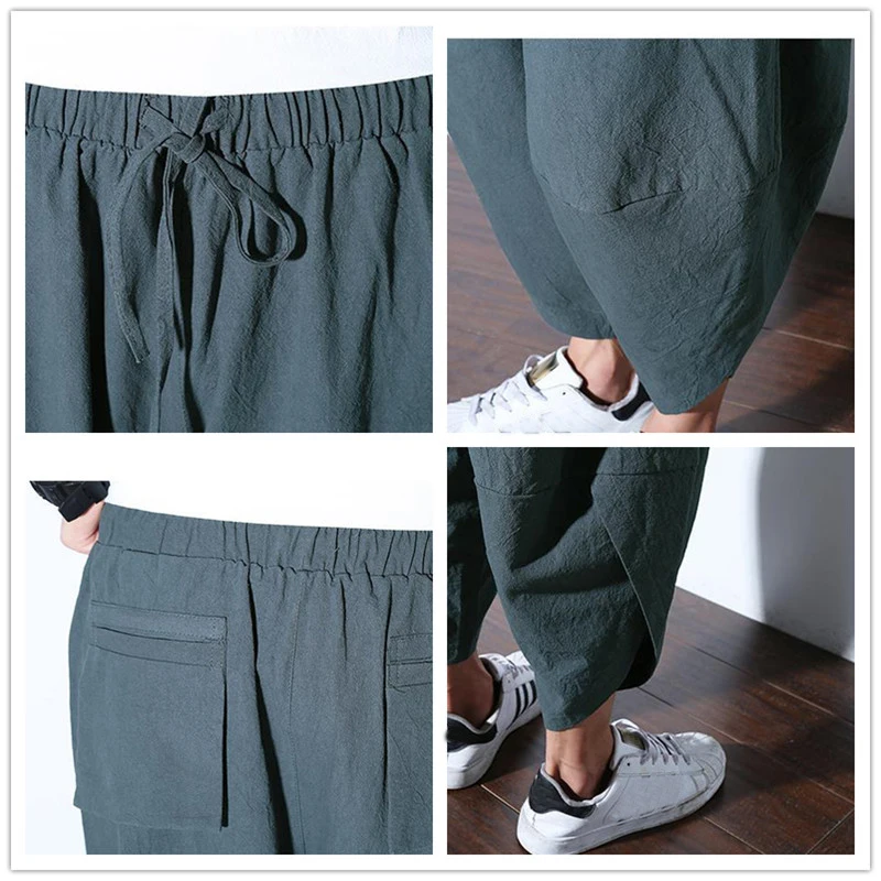 Брюки JDDTON мужские льняные однотонные модные Мешковатые повседневные свободные