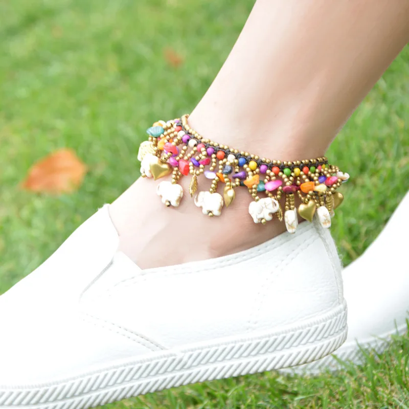 

Европейский и американский богемный стиль Ретро преувеличенные ручные плетеные сосновые камни медные аксессуары пляжные браслеты JL028