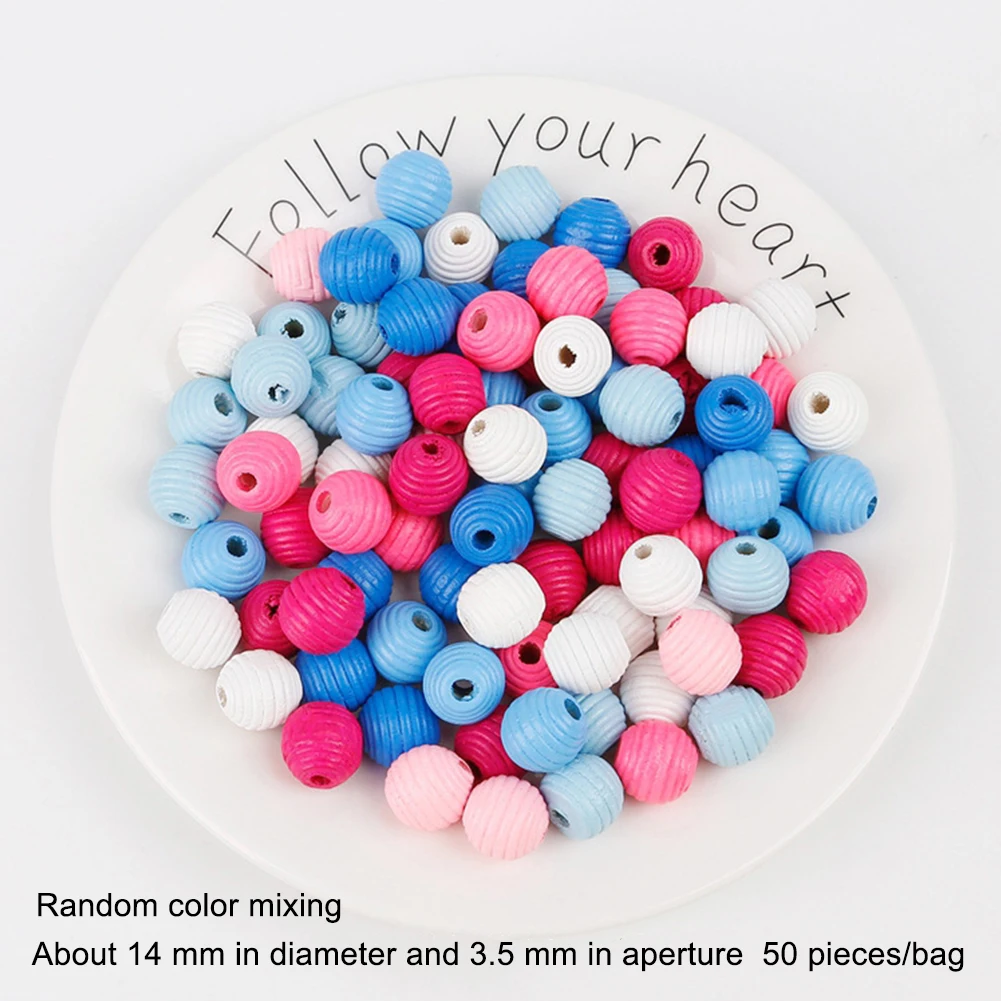 

50Pcs 14mm Wooden Thread Beehive Spacer Loose Beads DIY Jewelry Craft Accessory
