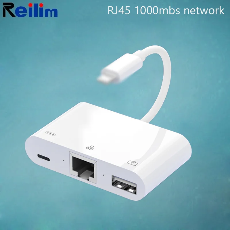 OTG Ethernet USB адаптер для Lightning к RJ45 LAN гигабитная Проводная сетевая камера iPhone 7 8 11 X XS