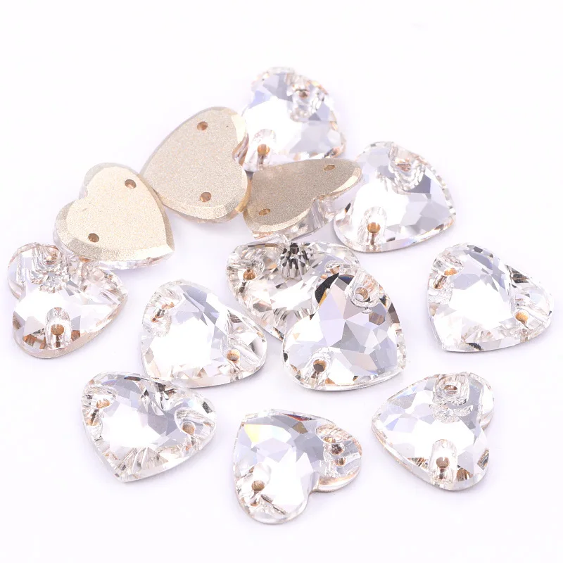 OLEEYA высококачественные стразы с кристаллами в форме сердца пришивные стеклянные