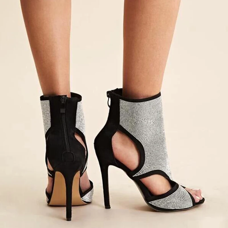 Kcenid пикантные туфли с открытым носком и стразами стразы женские ботильоны