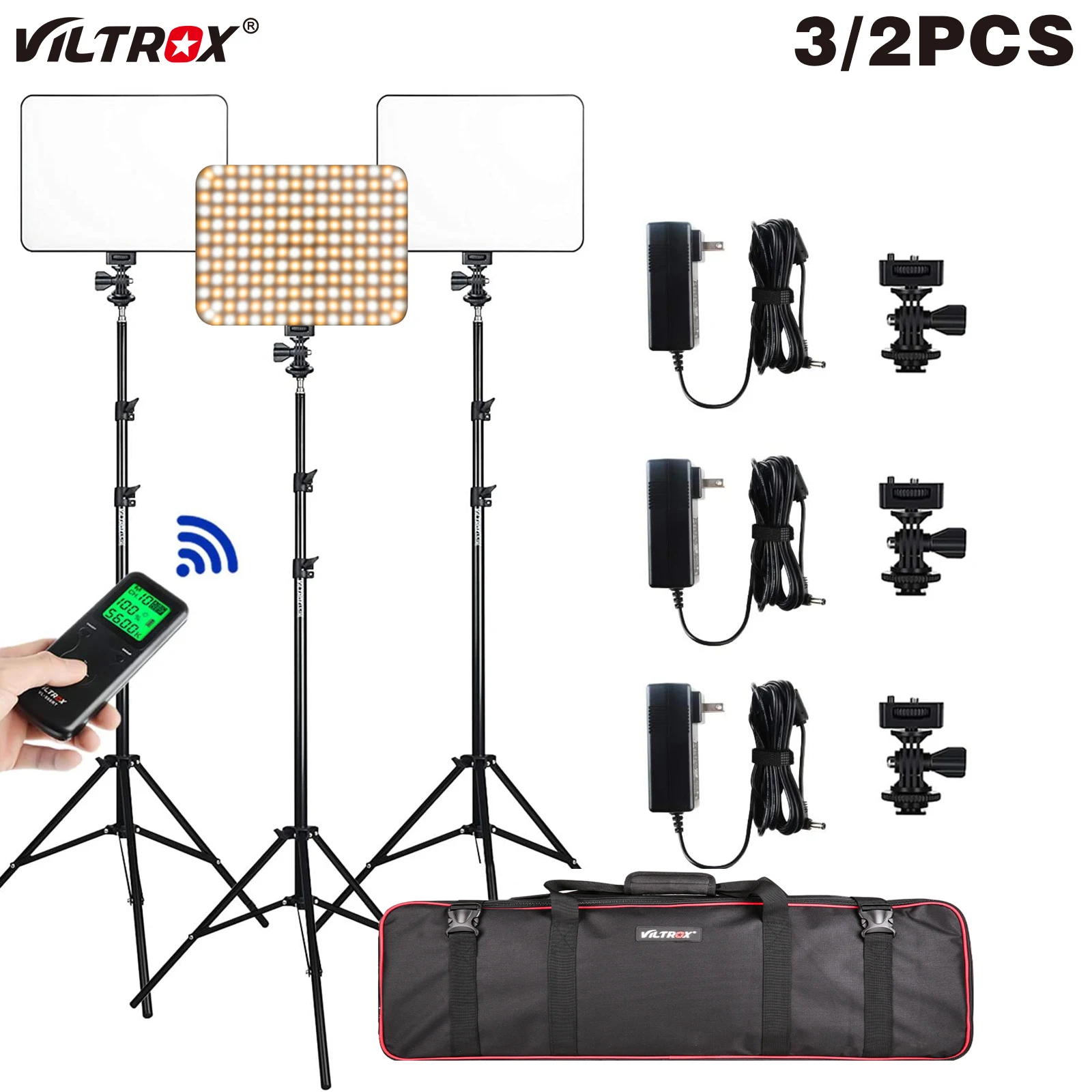 VILTROX 3/2 шт. VL 200T ультра тонкий Dimmable Bi Цвет светодиодный видео светильник Панель ing