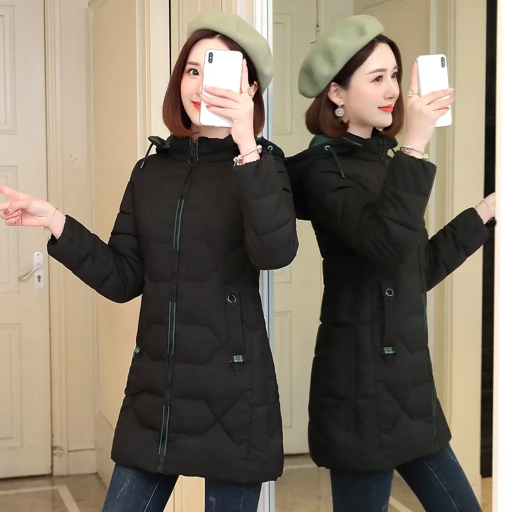 Kurtka manteau femme зимнее пальто для женщин Зимняя теплая хлопковая зимняя куртка с капюшоном пальто с длинными рукавами abrigos mujer invierno