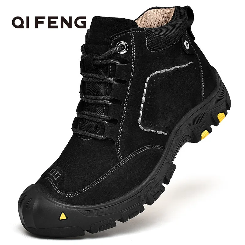 2021 Autumn Winter Outdoor Sport Hiking Boots Wear Resisting Leather Trekking Boots Tactical Sneakers for Man Hunting Footwear