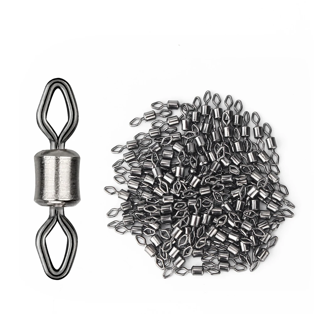 

DNDYUJU 100pcs Fishing Rolling Solid Swivels Stainless Steel Safety Swivel For Fishing Hooks Fishing Connector Accessories Sea