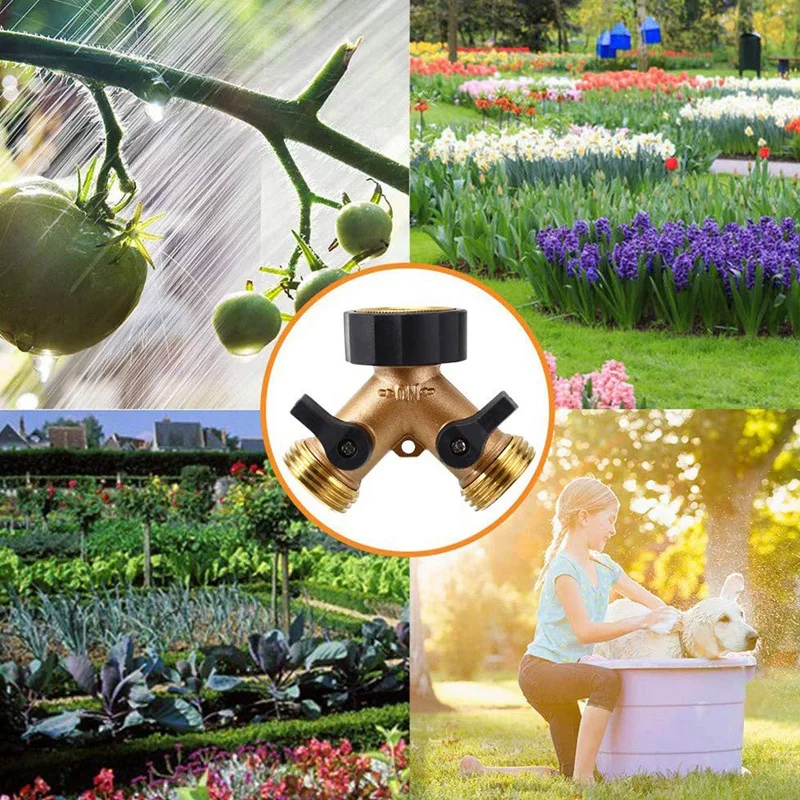 

Solid Brass Body Backyard 2 Way Y Valve Garden Hose Connector Splitter Adapter with Comfort Grip (2 Way)