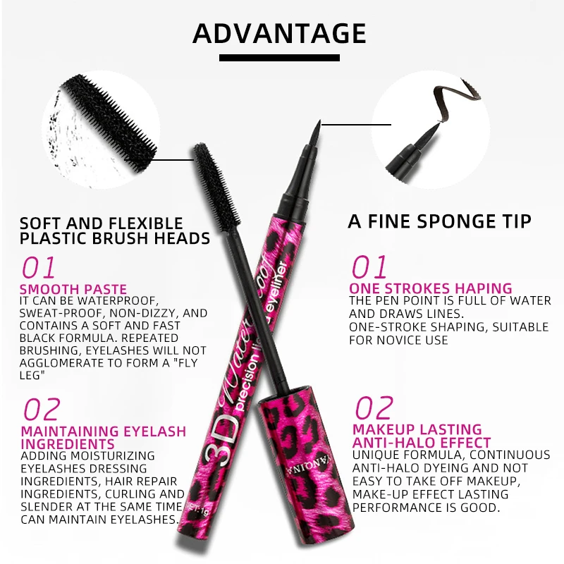 4D Fiber Professional Mascara Long Eyelash Silicone Brush Curving Lengthening Waterproof Longlasting Makeup Eye Cosmetic |