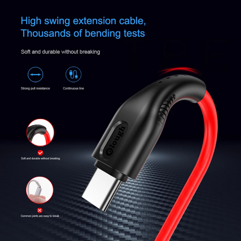 Кабель зарядный Elough USB Type-C для xiaomi redmi note 7 huawei p30 | Мобильные телефоны и аксессуары