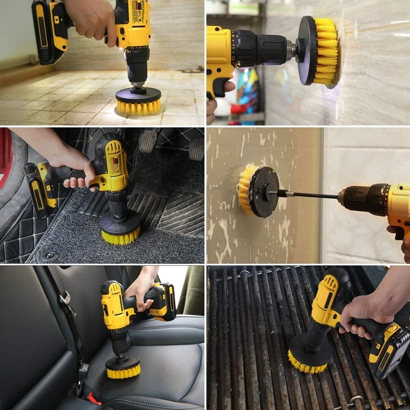 

4Pcs Electric Scrubber Brushes Drill Bit Plastic Round Drill Brush Kit For Toilet Car Bathtubs toilets tiles tires Cleaning Tool