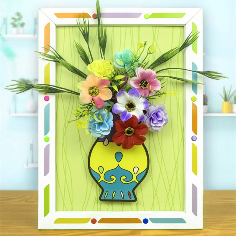 

Happyxuan 3pcs DIY Flower Bouquet Frame Kindergarden Creative Handicraft Material Kit Children's Day Activity Gift Educational