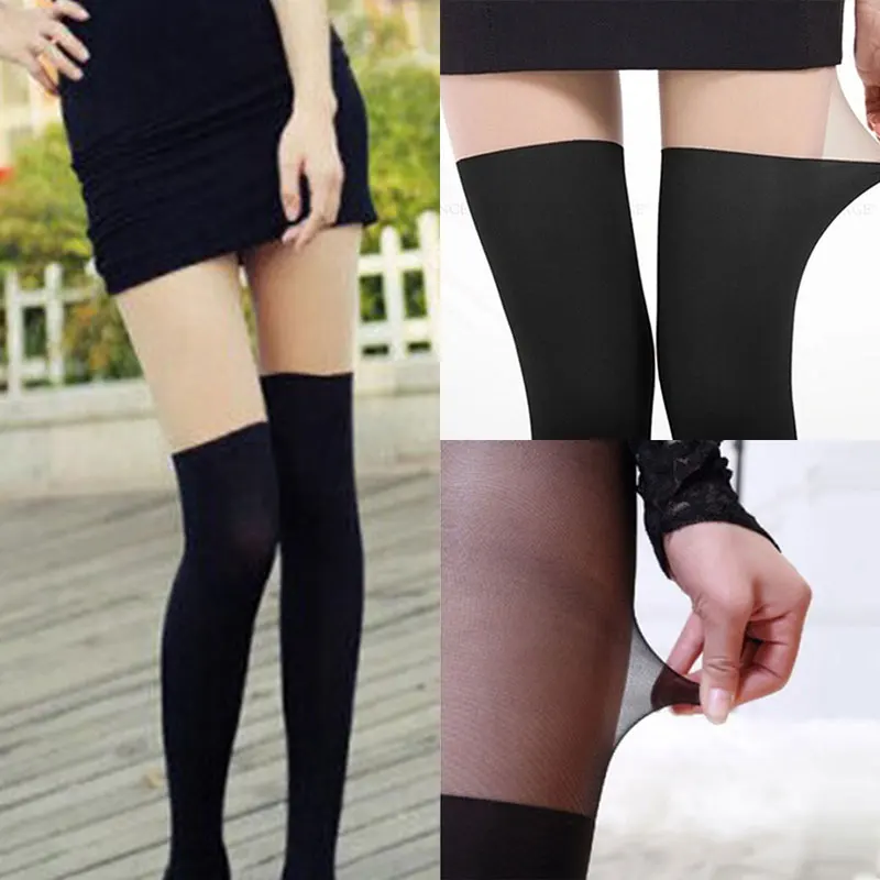 

Summer Breathable Silk Socks Women Trendy Tight Sexy High Stocking College Style Japanese Stitching Fake High Tube Pantyhose