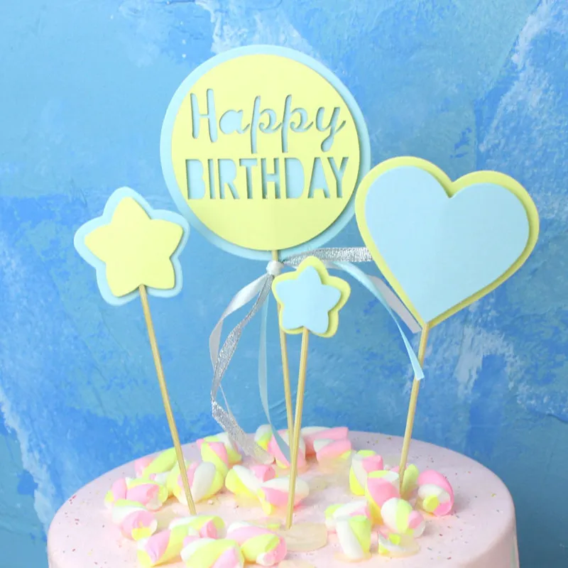 1 Набор радужных звезд луна день рождения торт Topper украшение для торта С Днем