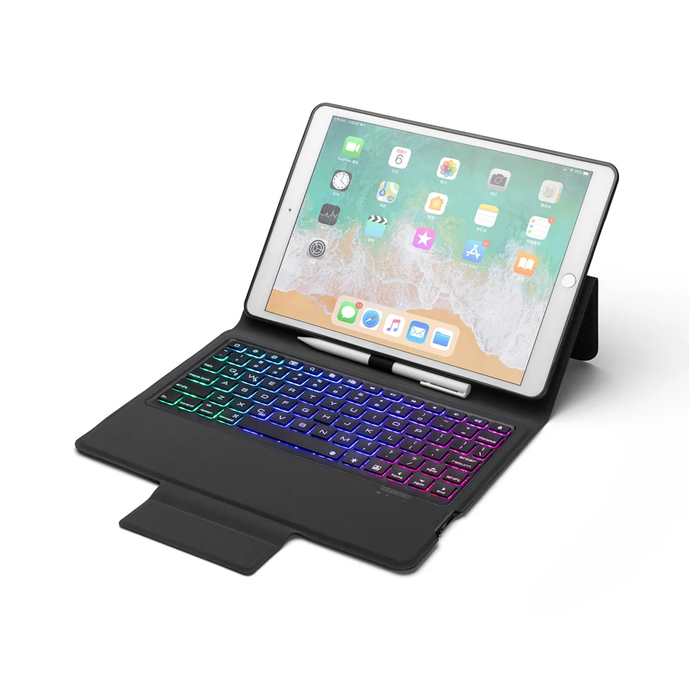 Для iPad 10,2, 7 цветов, Беспроводная Bluetooth клавиатура, кожаный чехол с подставкой, умный флип-чехол со встроенным держателем для карандашей