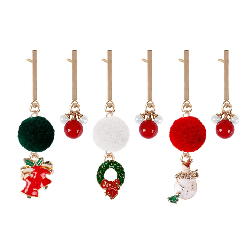 Рождественская серия серьги классические красные помпоны гирлянда колокольчик