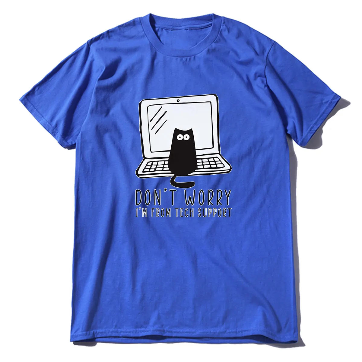 

Не волнуйтесь, я из технической поддержки, забавная Мужская футболка с котом на компьютере из 100% хлопка, новинка, унисекс, юмор