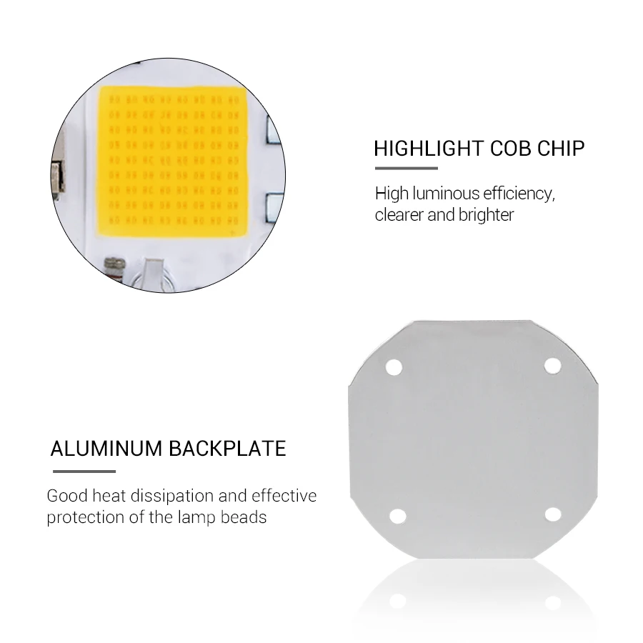 Светодиодная матрица COB Welding Free 100W 70W 50W для прожекторов и светильников 220V 110V в комплекте с радиатором из алюминиевого сплава F5454, белого и теплого оттенков.