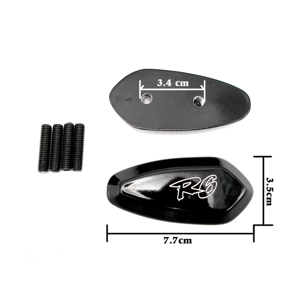 

BLACK / CHROME Mirror Block Off Cap Mirror Base Plates Cover For YAMAHA YZF R6 1999 2000 2001 2002 2003 2004 2005 2006 2007