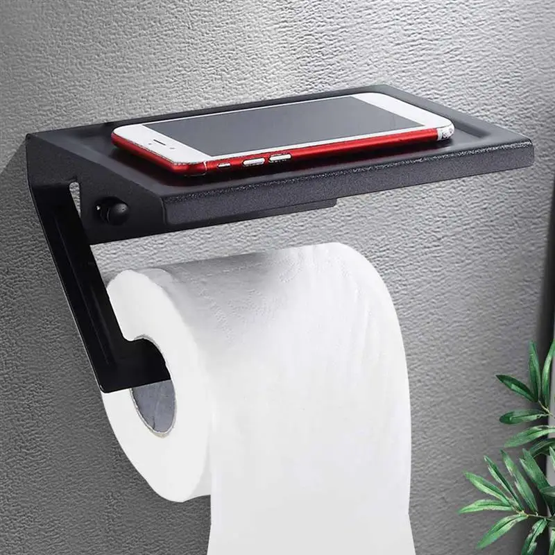 

Bathroom Toilet Paper Holder Wall Mount Tissue Roll Hanger Phone Holder Platform Bathroom Accerioes Hardware Set Brushed