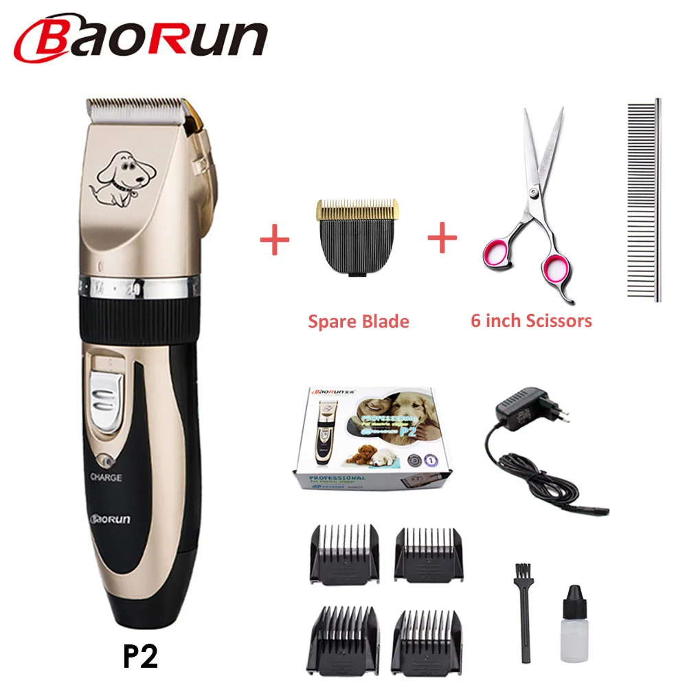 P2 KIT-A Add Blade Baorun P2 кусачки для собак, профессиональная машинка для стрижки домашних животных, кошек, триммер, набор, перезаряжаемая машинка для стрижки кошек, бритва для домашних животных - Цвет: P2 KIT-A Add Blade