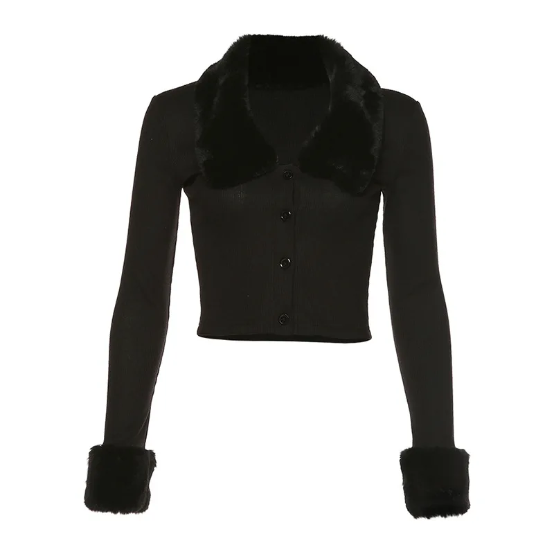 2019 Повседневная однотонная черная уличная тонкая ребристая трикотажная кроп-Топ