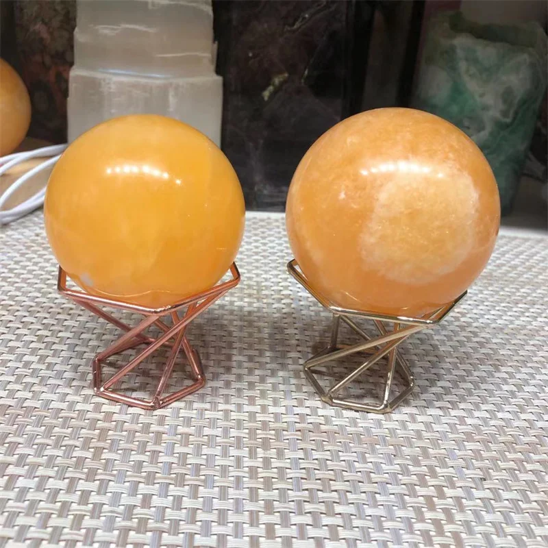 

Gold Frozen Sphere Natural Quartz Crystals Gemstones Ball Healing Reiki Home Decoration Stones