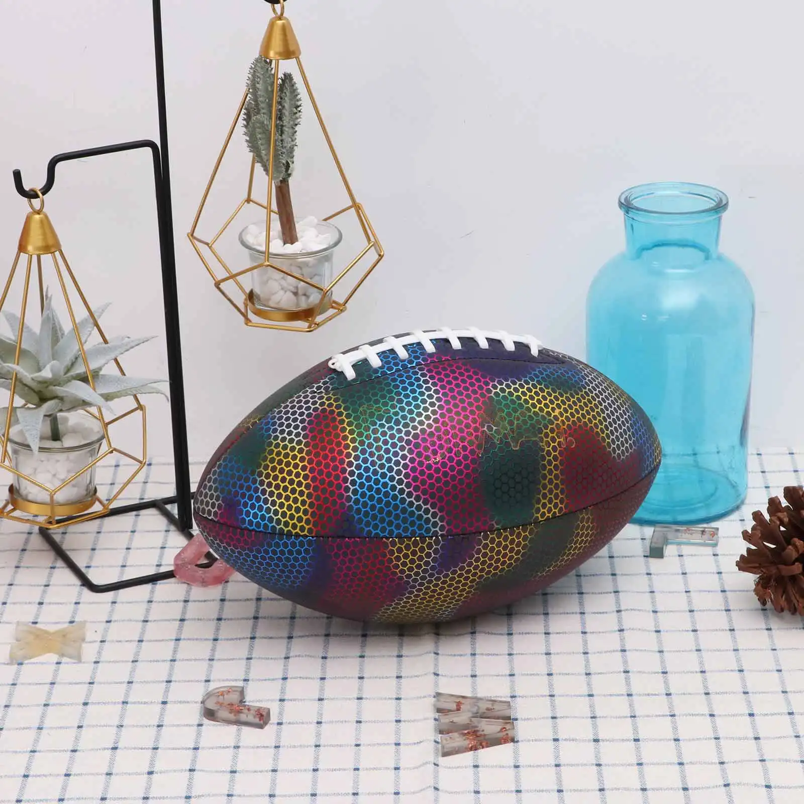 

Holographic Glowing Reflective Football Size 9 PU Leather Training BallAmerican Football Rugby Balls For Youth Adult Rugby