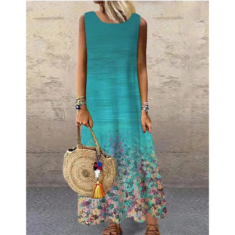 Сарафан женское летнее платье 2022 пикантное средней длины с принтом повседневное