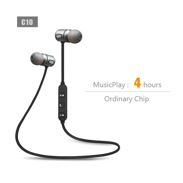 CBAOOO Bluetooth спортивные стерео наушники-вкладыши Bluetooth гарнитура сабвуфер смартфон музыка спортивные наушники с микрофоном - Цвет: C10-4 hours
