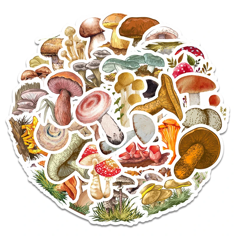 

40Pcs Cute Color Mushroom Cartoon Stickers For Mobile Phone Diy Refrigerator Skateboard Car Accessories Sticker