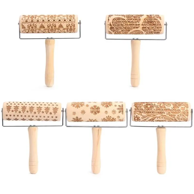 Рождественское лазерное тиснение Скалка тесто выгравированный ролик DIY