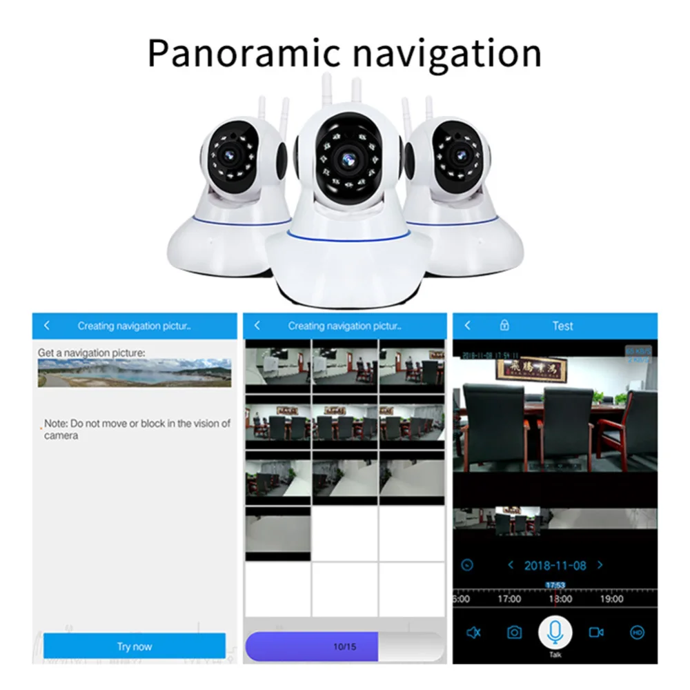 Домашняя камера видеонаблюдения Wi Fi антенна IP 720P P2P IR Pan двусторонняя аудиосвязь