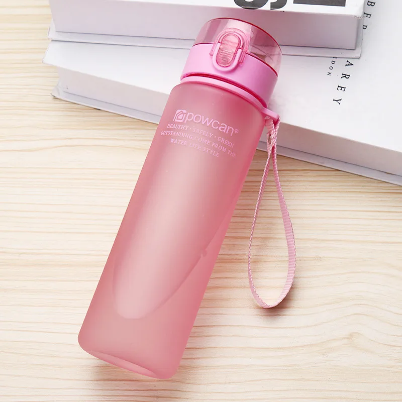 Frosted pink Спортивные бутылки для воды дорожная бутылка для воды Минималистичная шейкер бутылки 400 мл/500 мл пластиковая Удобная походная бутылка - Цвет: Frosted pink
