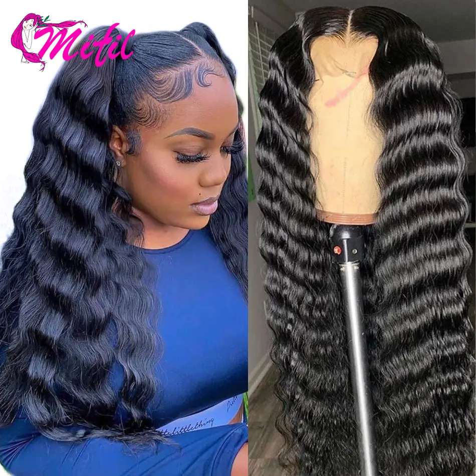 

Mifil Hair 13x6x1 Deep Part Lace Front Human Hair Wigs Deep Wave Wig 30 32inch Remy Human Hair Lace Front Wigs For Black Women