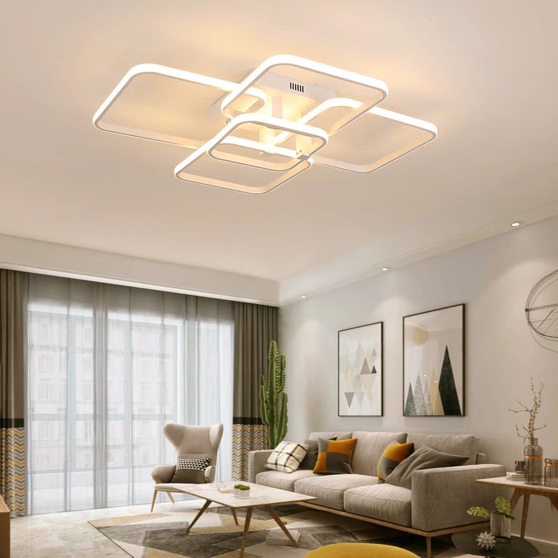 $44.40 TCY Rectangle Acrylic Aluminum Modern Led ceiling lights for living room bedroom White/Black Led Ceiling Lamp Fixtures AC85-265V