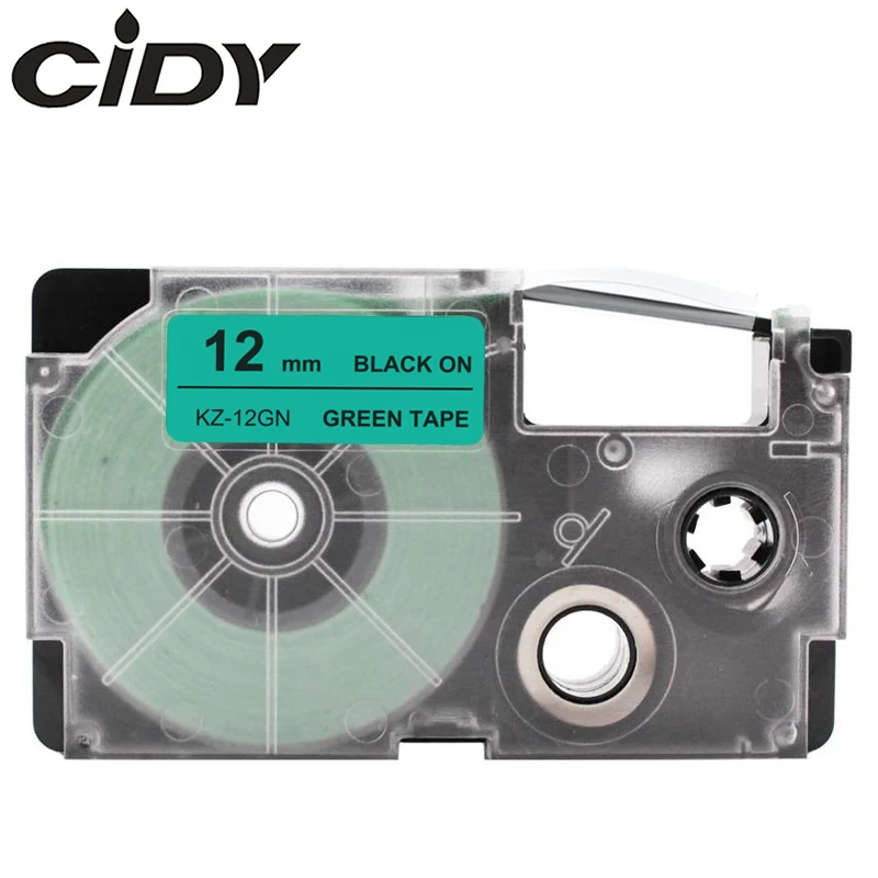 Этикетка CIDY 1 шт. XR-12WE совместимый черный на белом 12 мм объектива с оптическими зумом Casio запечатанных лент для XR12WE XR 12WE для EZ принтеры KL-60-L KL-60SR KL-170 KL-100 - Цвет: 12mm black on green
