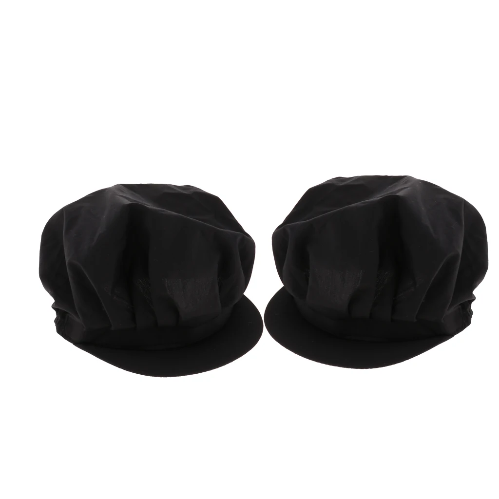 

2xBlack Cloth Chefs Mesh Top Skull Cap Restaurant Chef Catering Hat