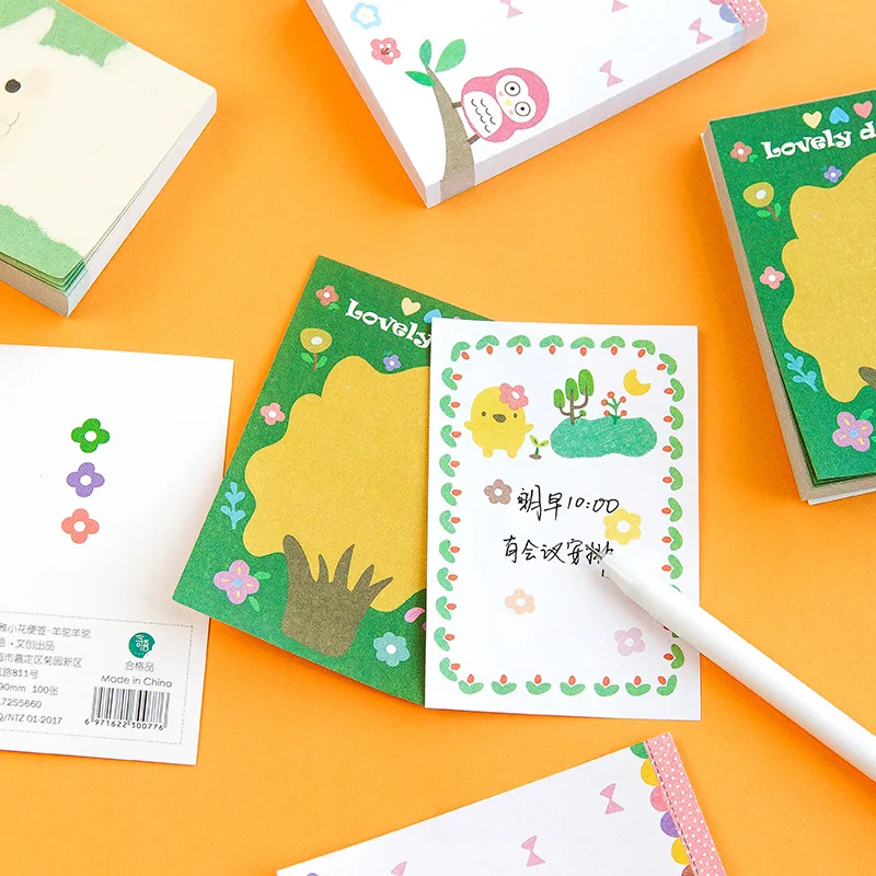 

100 Sheets Kawaii Alpaca Owl Strawberry Flowers Portable To Do List Memo Pads Planner School Supply