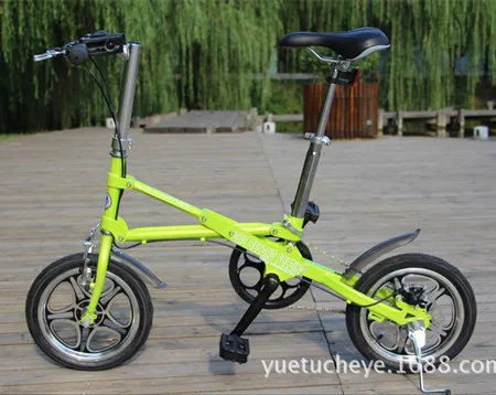 green X-Front бренд 14 дюймов углеродистая сталь 7 скоростей быстрый складной велосипед дорожный велосипед bicicleta качество детский мини велосипед - Цвет: green