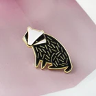 Эмалированный значок барсука, булавка для лацкана темного барсука с черно-белыми золотыми краями, милые украшения в стиле панк с изображением животных, подарки для детей