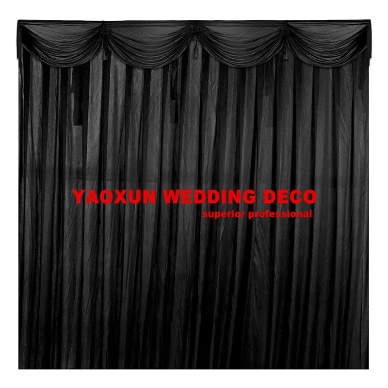

Wholesale Price Ice Silk Wedding Backdrop Curtain Stage Background With Top Swag Drapery Event Party Decoration