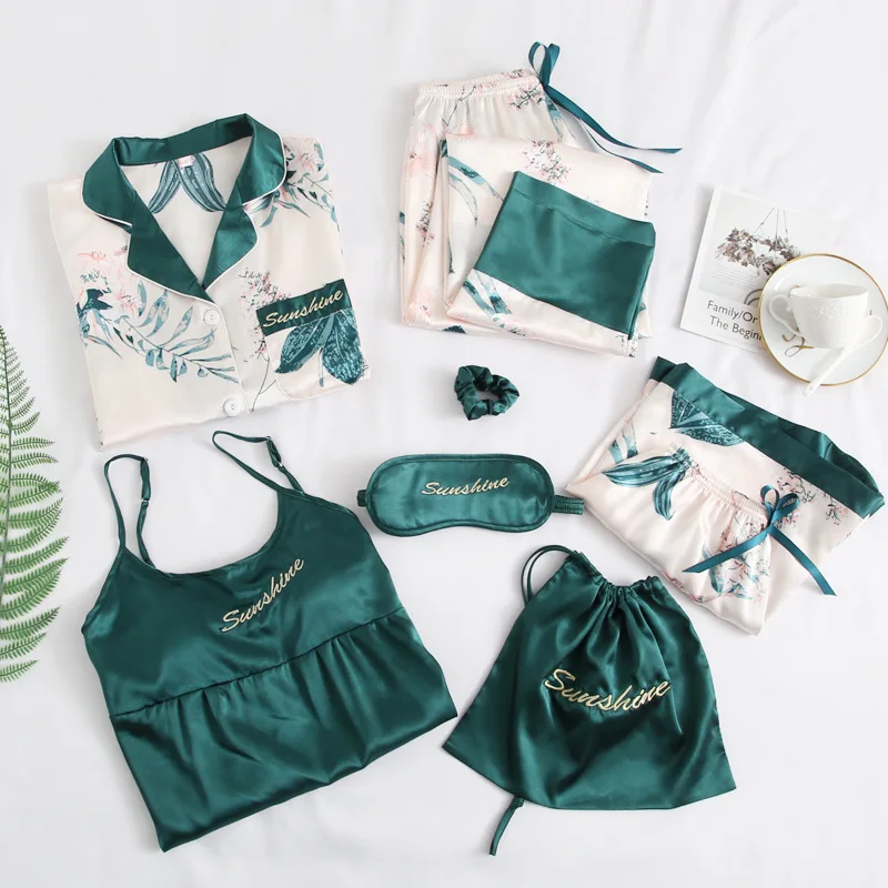 BZEL Four Seasons Повседневное Пижамный костюм шелковые атласные женские пижамы