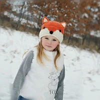 winter cute cartoon animal design childrens hats hand knitting kawaii woolen fox kids beanies fashion baby accessories