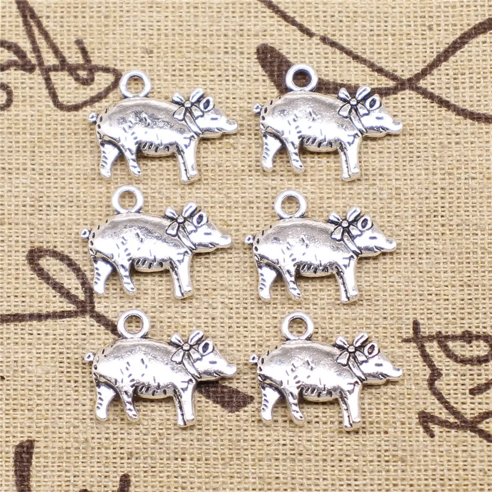 

Accessories Parts Pendants For Bracelets 21x16mm Pig Charms 10pcs