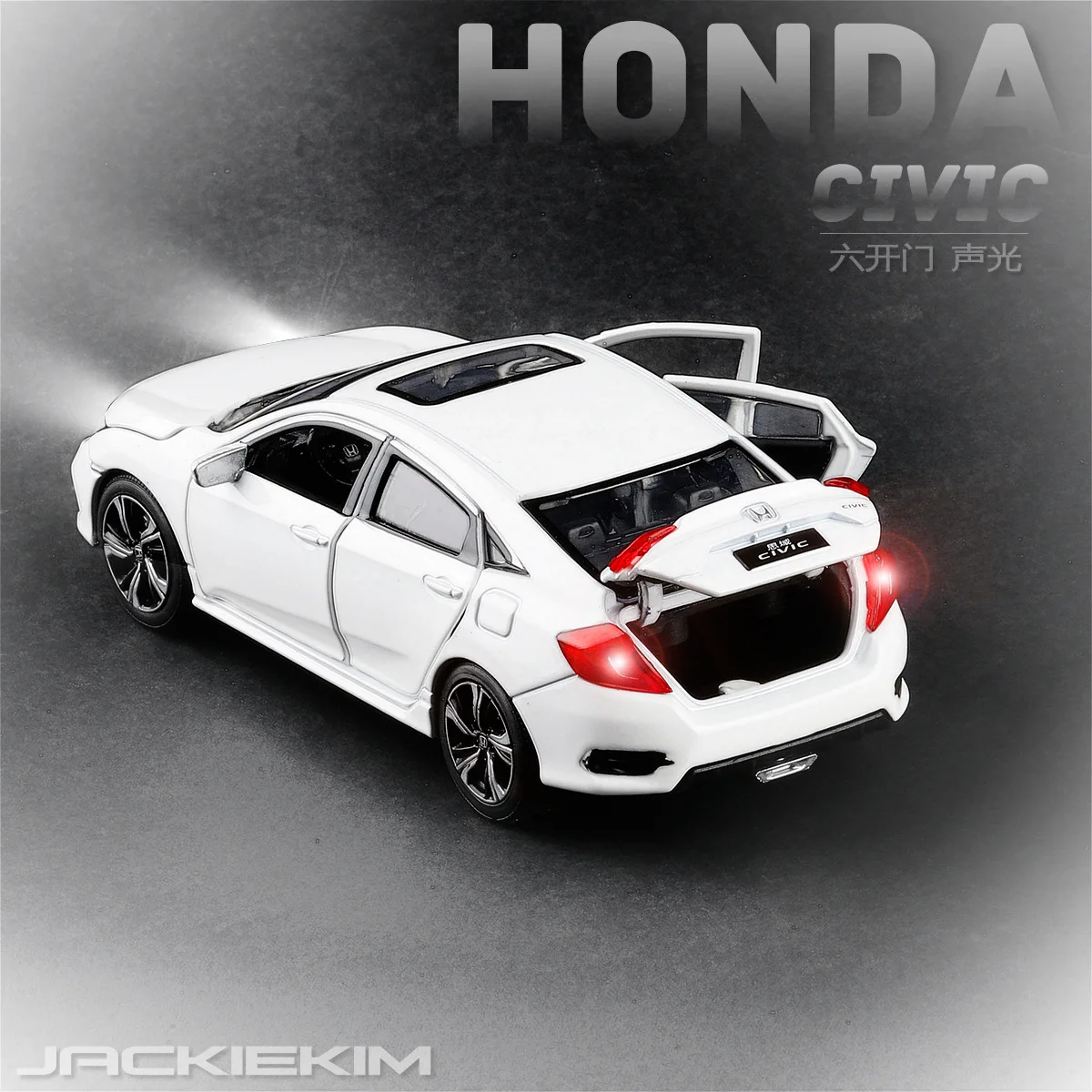 Белый 3 шт./партия JK 1/32 масштабная модель автомобиля игрушки Япония Honda Civic звук и свет литья под давлением Металл тянет назад модель автомобиля игрушка - Цвет: Белый
