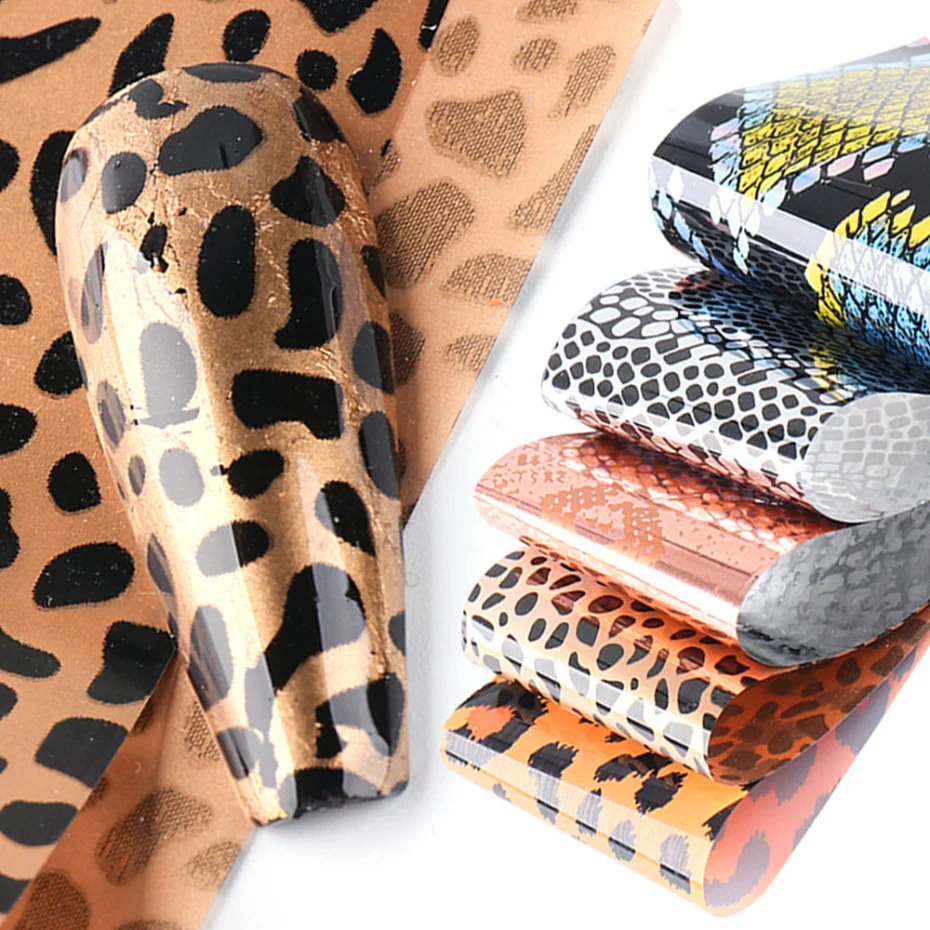 1 упаковка леопардовая расцветка для ногтей фольга змеиная кожа блестящая