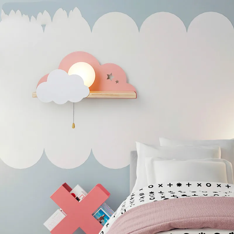 Детская светодиодная настенная лампа для спальни стеклянный абажур в форме