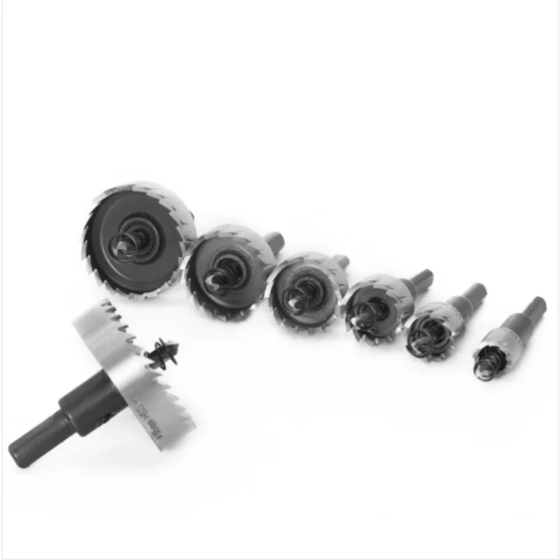 

High speed steel hole opener 7pcs sheet iron sheet iron sheet drill bit 15-55mm stainless steel metal hole opener set